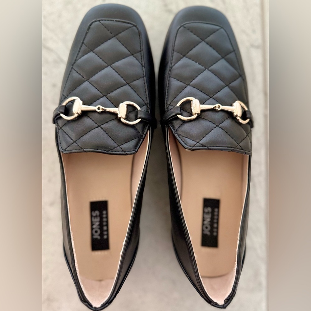 Jones New York Signature Finan Black Horsebit Soft Quilted Loafer Flat Size 7.5